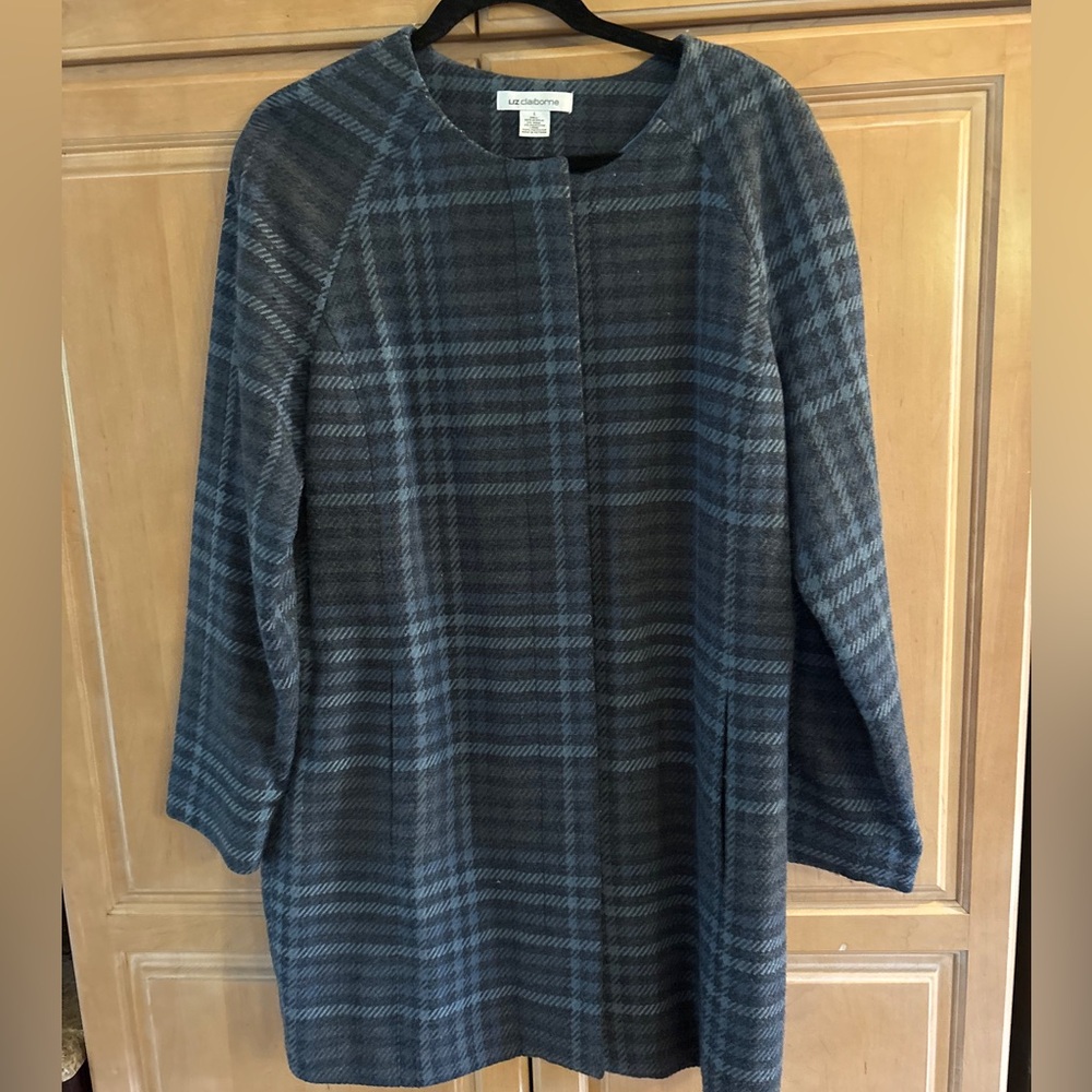 Liz Claiborne Gray Plaid Pea Coat
